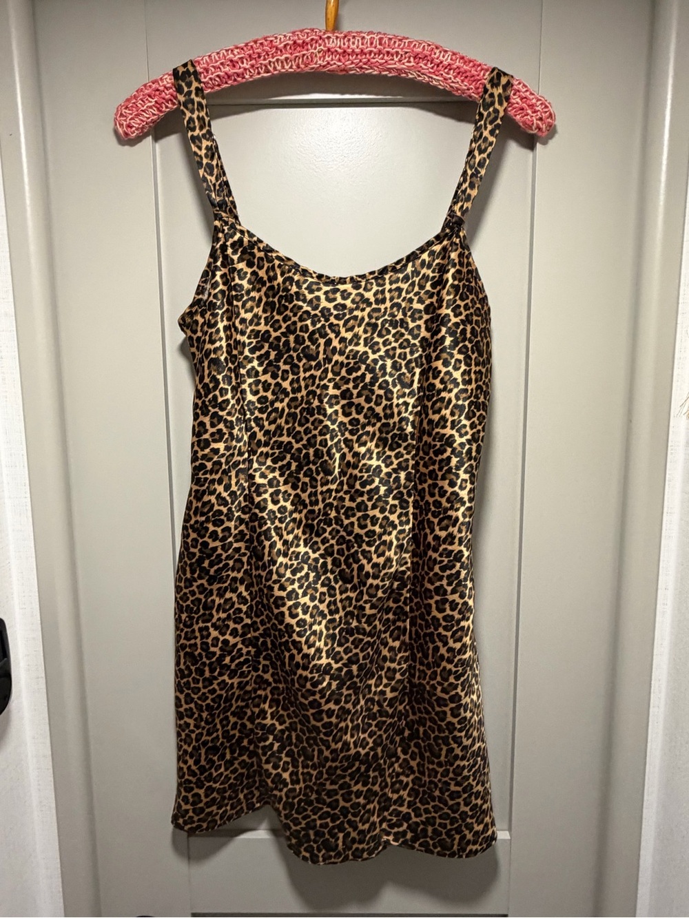 Morgan Taylor Leopard-Print Satin Slip Chemise in Brown and Black